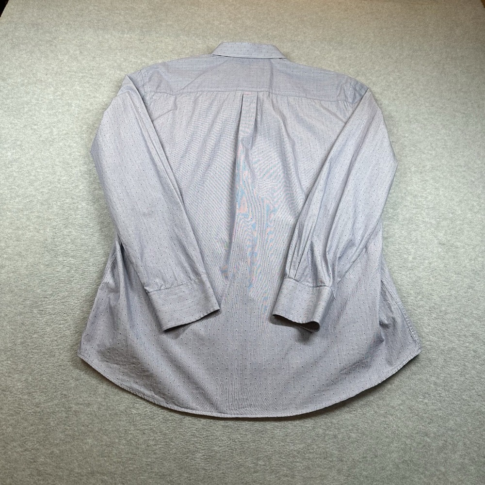 Triple Marfel Button Up Shirt Mens 41/L Gray Stitched Polka Dots Red Blue Cotton - Picture 12 of 13